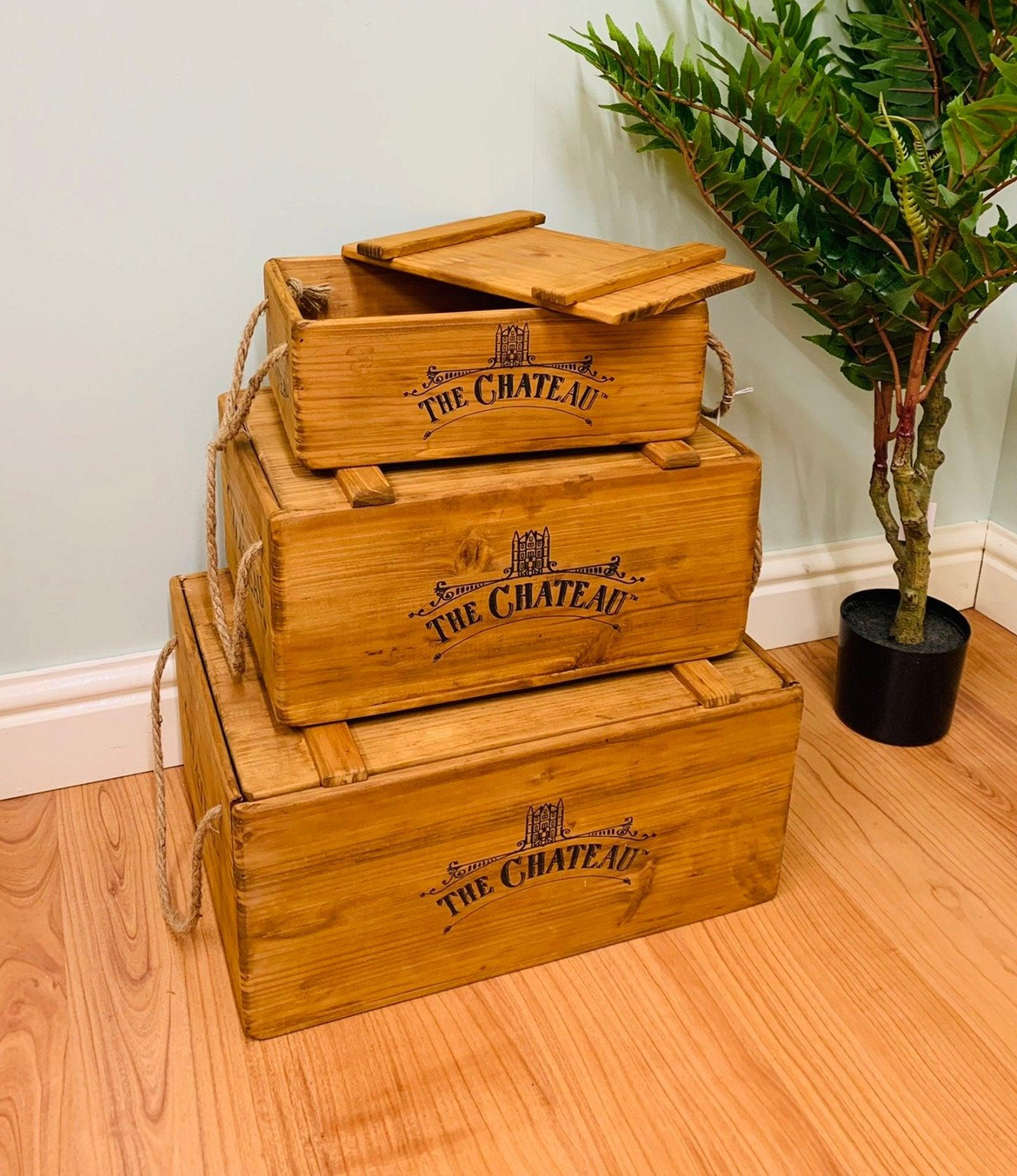 View Set Of 3 The Chateau Rustic Vintage Crates information