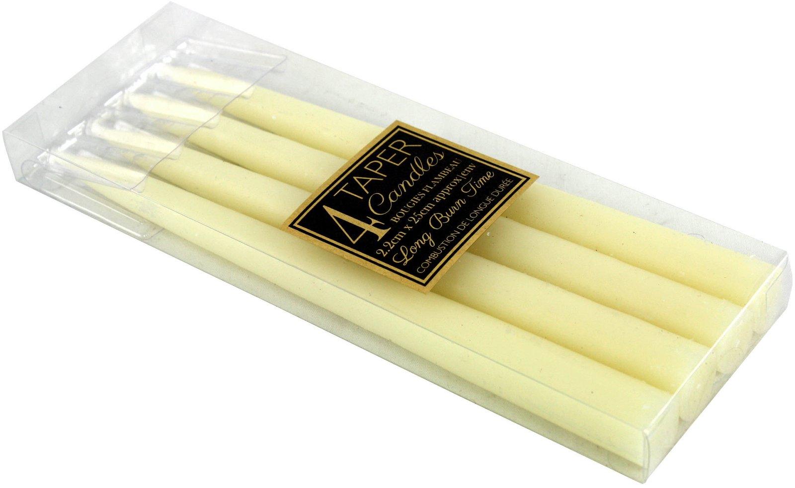 View Set Of 4 Ivory Taper Candles information