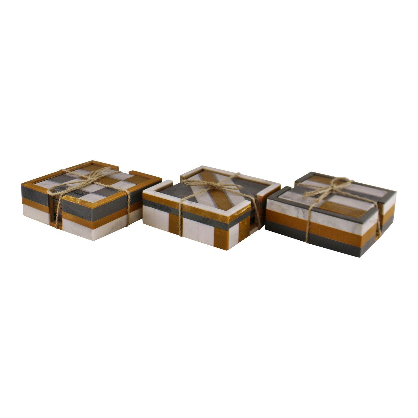 View Set of 4 Square Resin Coasters Abstract Design information