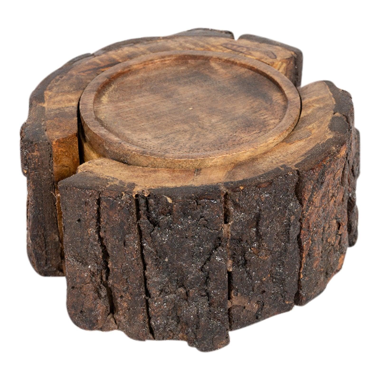 View Set of 6 Coasters With a Bark Holder 15cm information