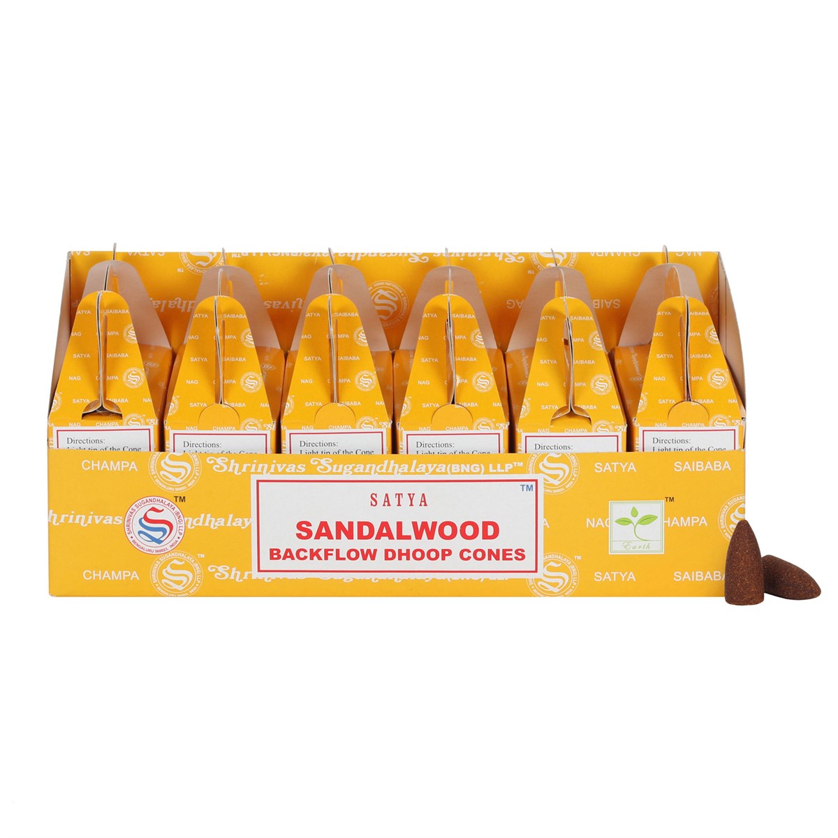 View Set of 6 Packets of Satya Sandalwood Backflow Dhoop Cones information