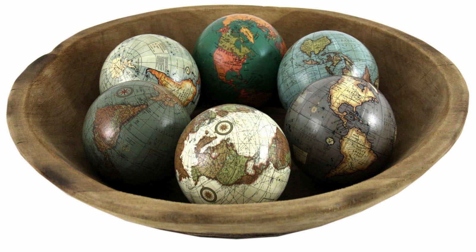 View Set of 6 x 3 Inch Decorative Globes In Assorted Colours information