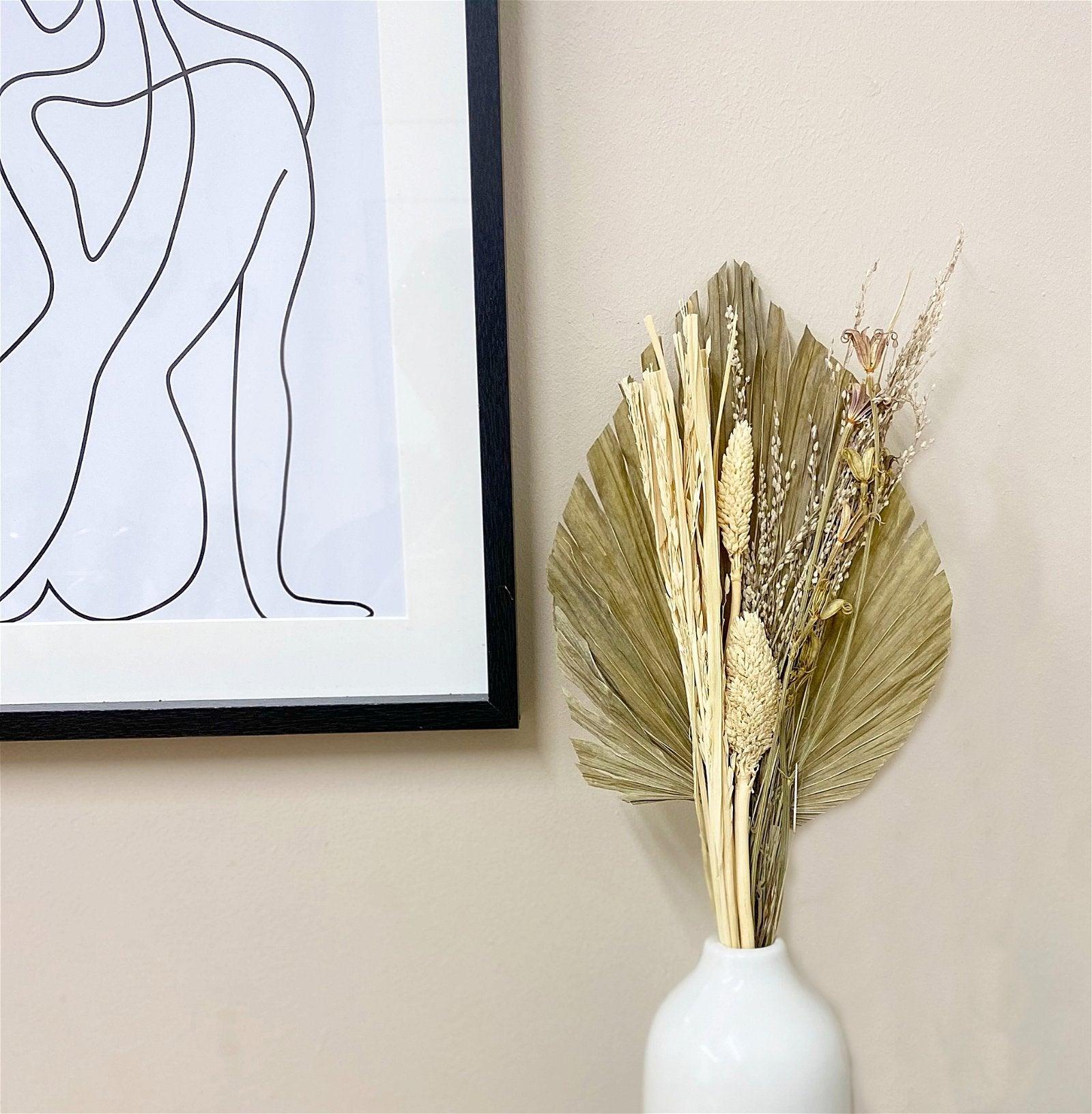 View Set of Four Bouquets of Dried Grasses with Long Palm Spear information