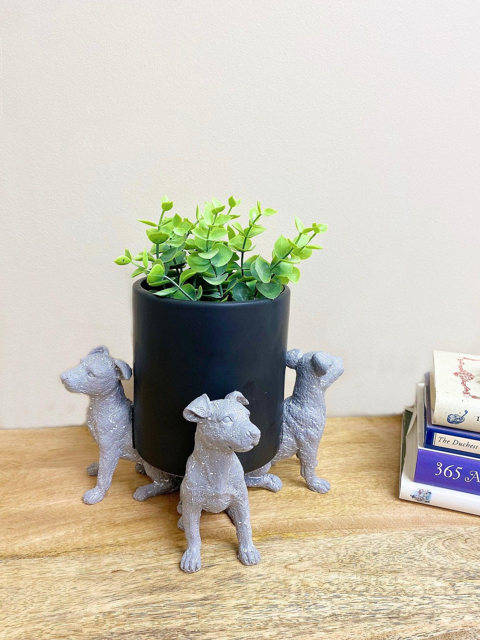 View Set of Grey Dog Pot Risers information