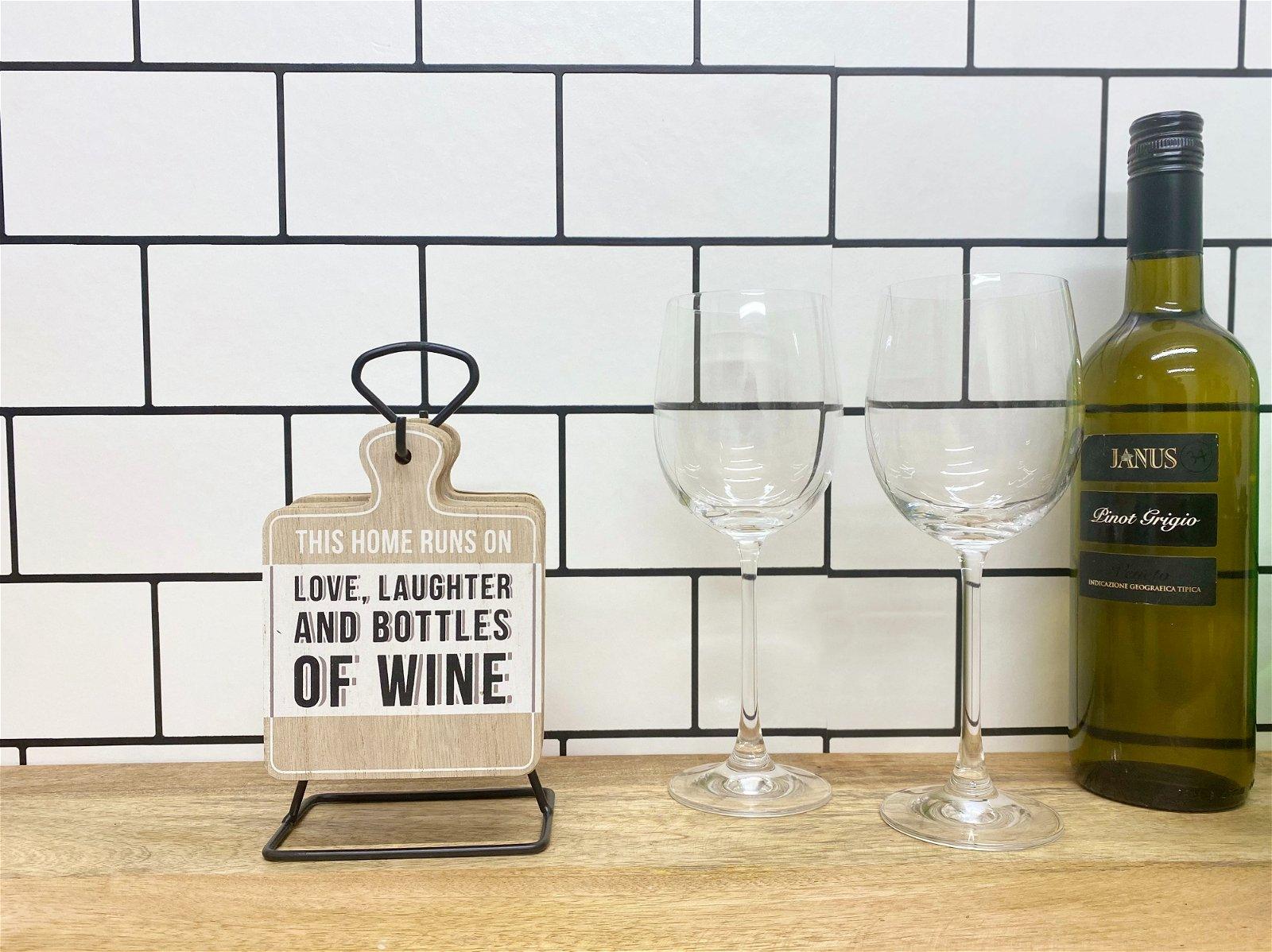 View Set of Six Wine Slogan Coasters On Metal Stand information