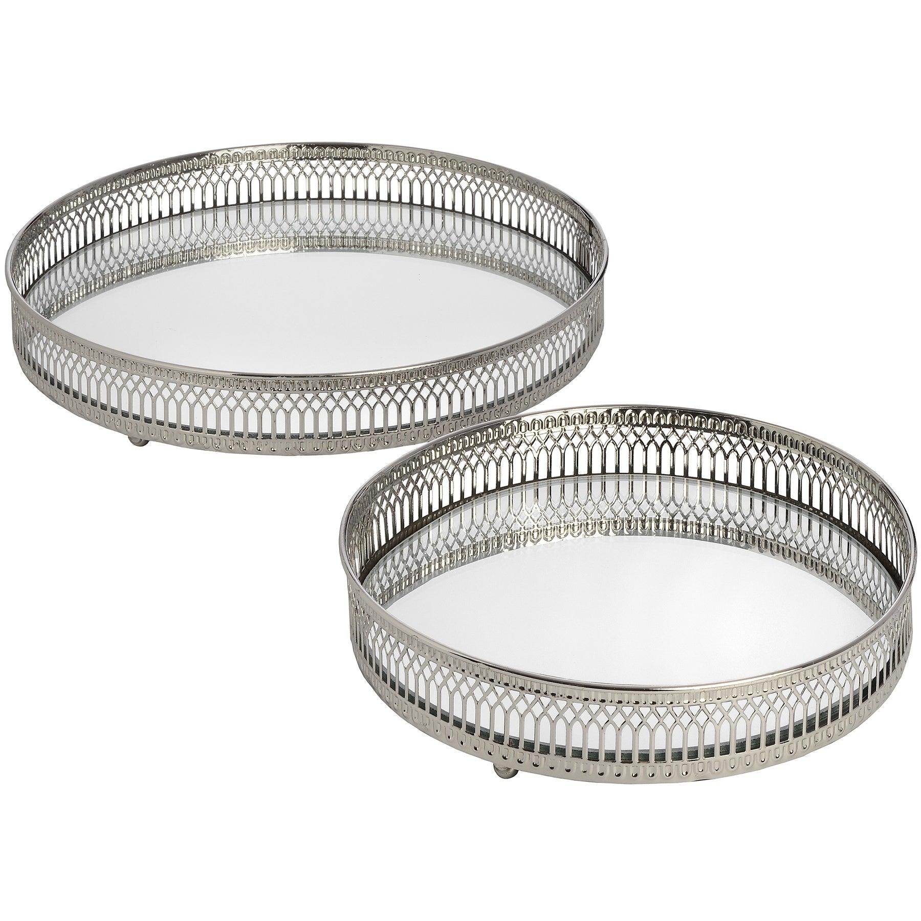View Set Of Two Circular Nickle Trays information