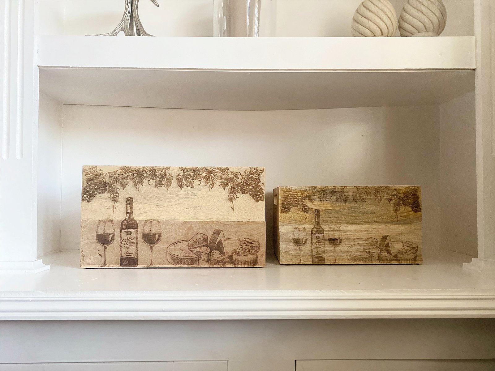 View Set Of Two Engraved Cheese Wine Crates information