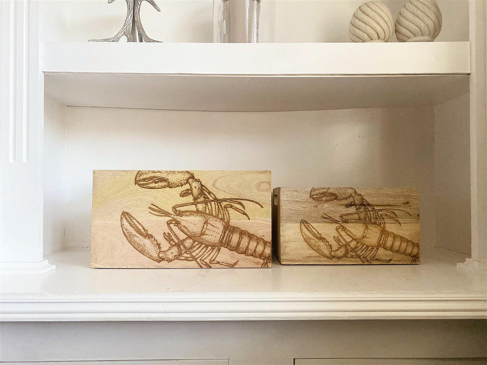 View Set Of Two Engraved Lobster Crates information