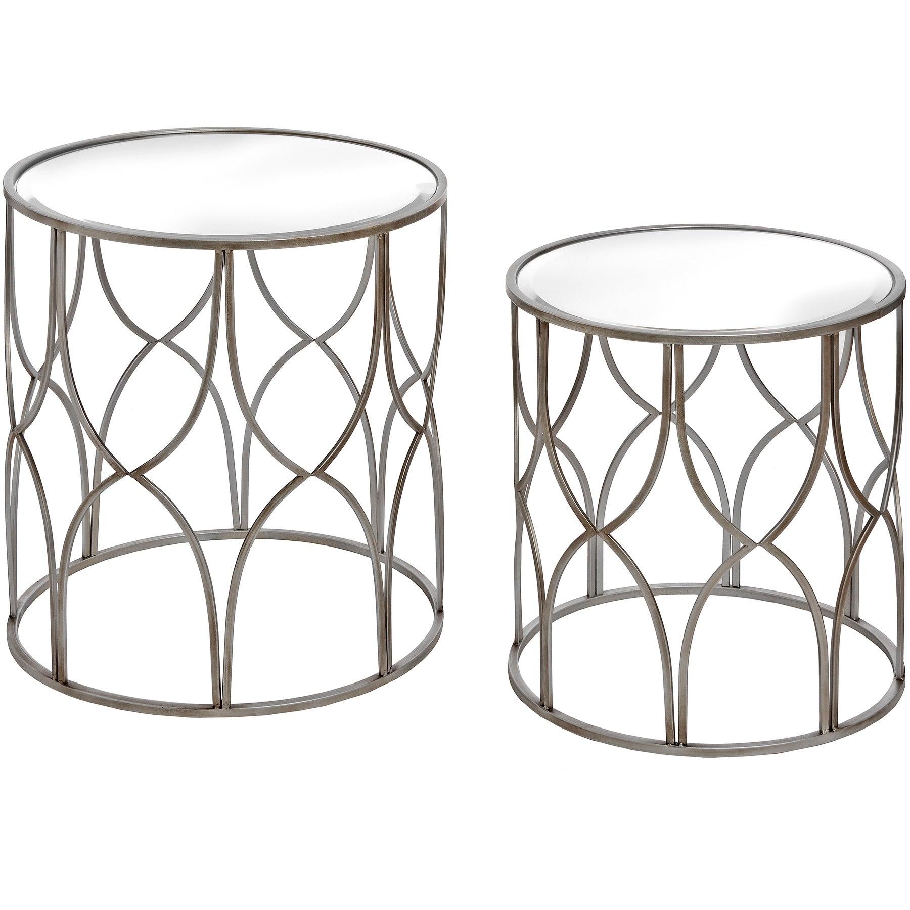 View Set Of Two Lattice Detail Silver Side Table information