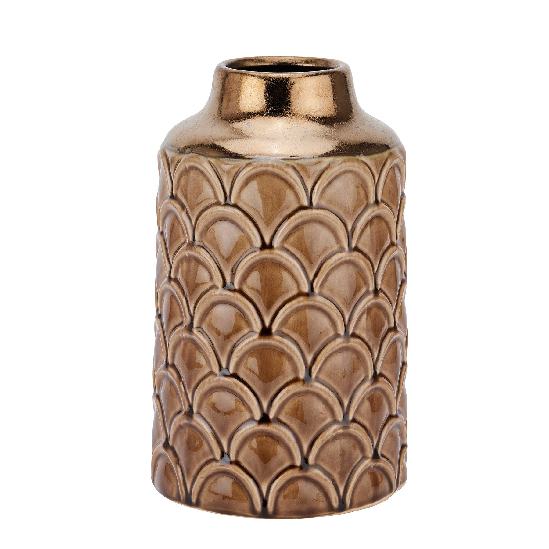 View Seville Collection Small Caramel Scalloped Vase information