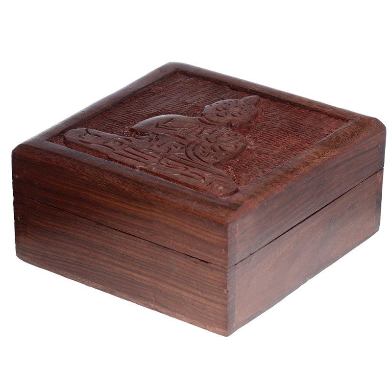 View Sheesham Wood Carved Thai Buddha Trinket Box information