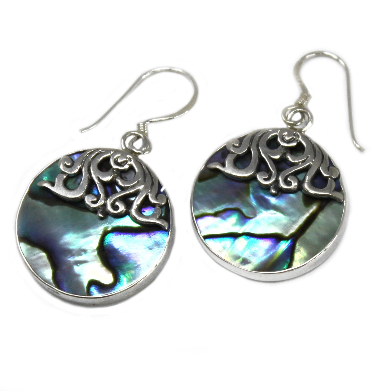 View Shell Silver Earrings Classic Disc Abalone information
