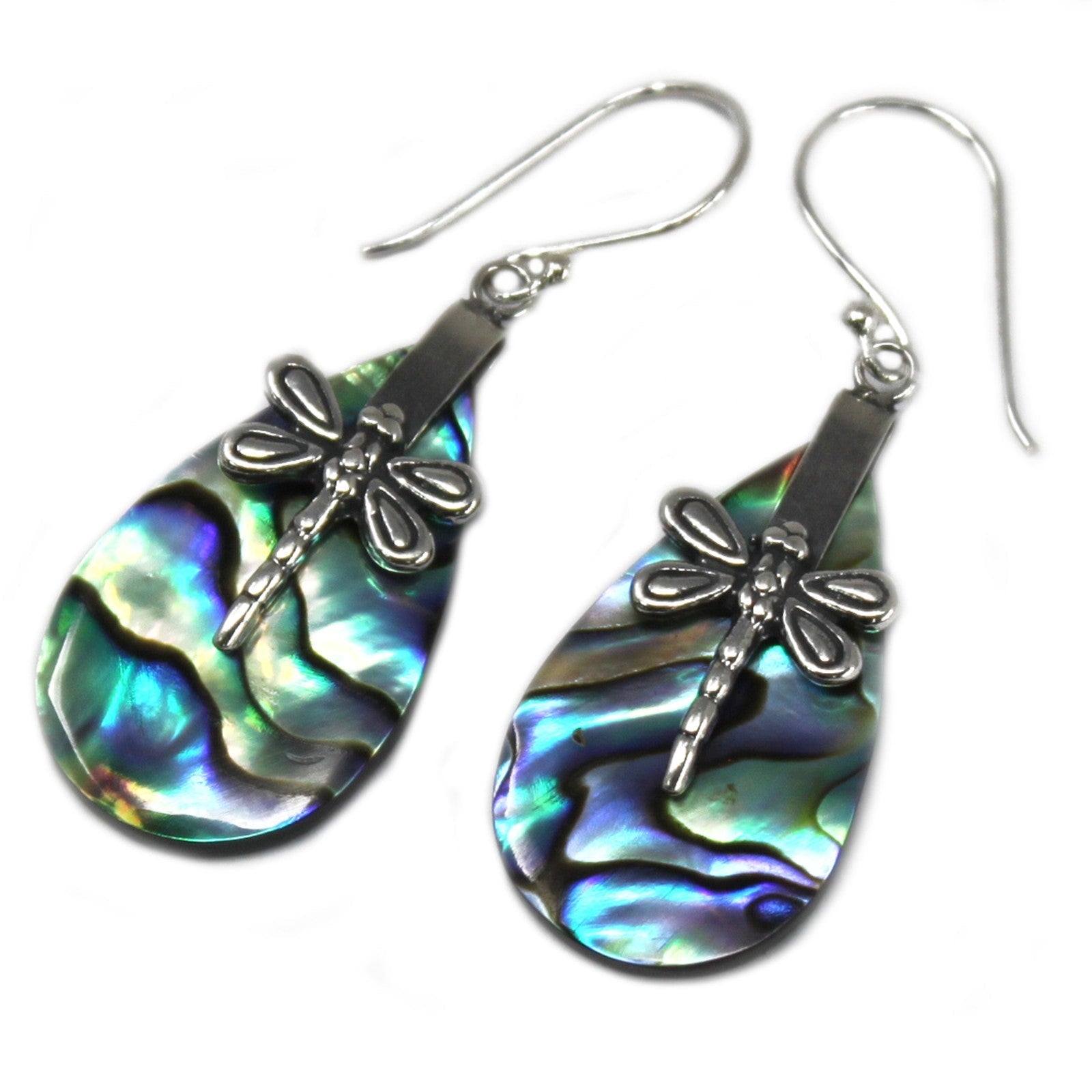 View Shell Silver Earrings Dragonflies Abalone information