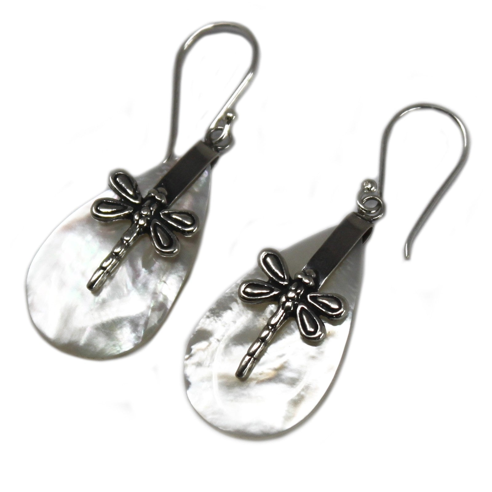 View Shell Silver Earrings Dragonflies MOP information