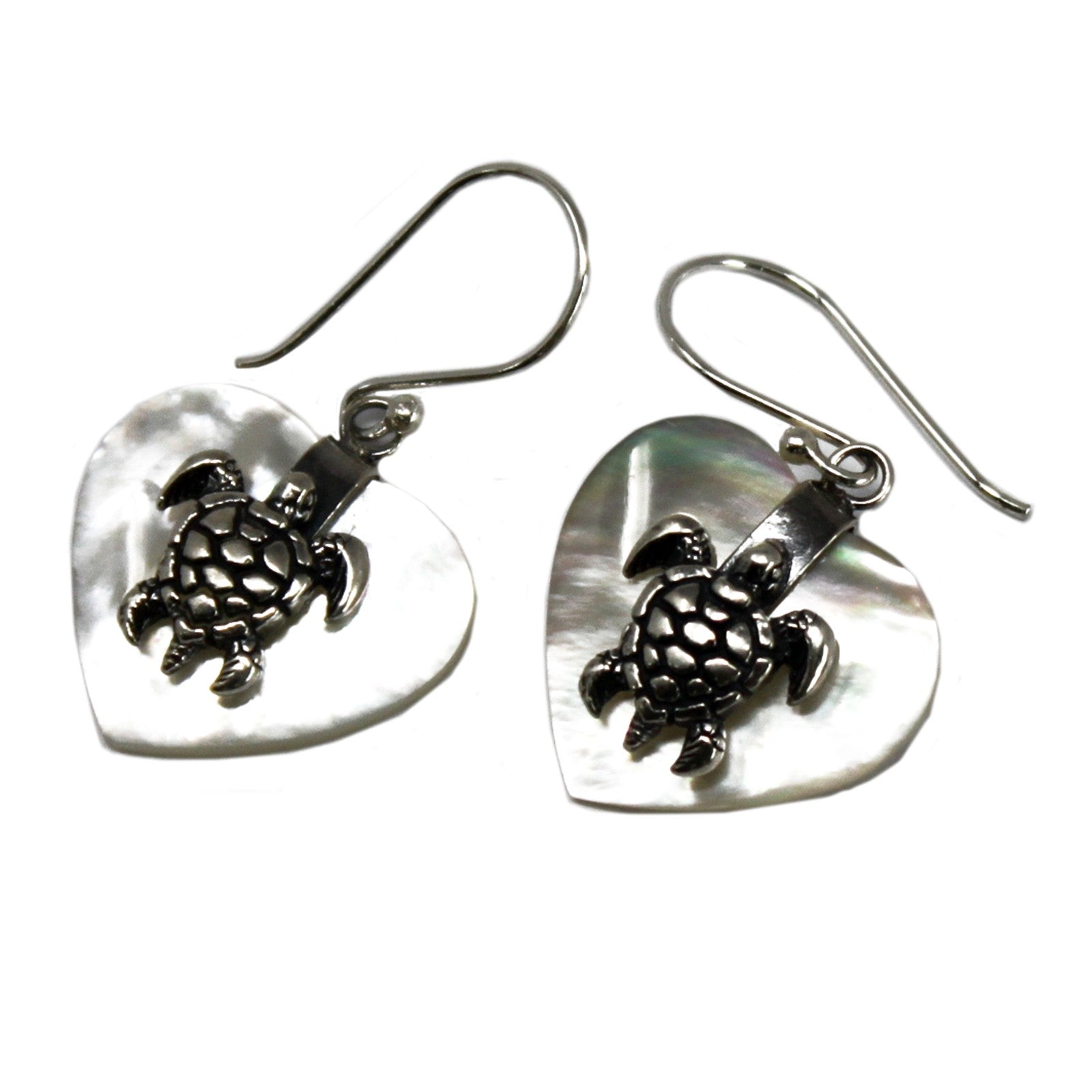 View Shell Silver Earrings Sea Turtle MOP information