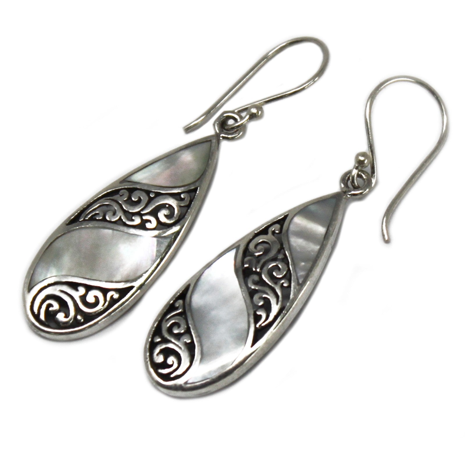 View Shell Silver Earrings Teardrop MOP information