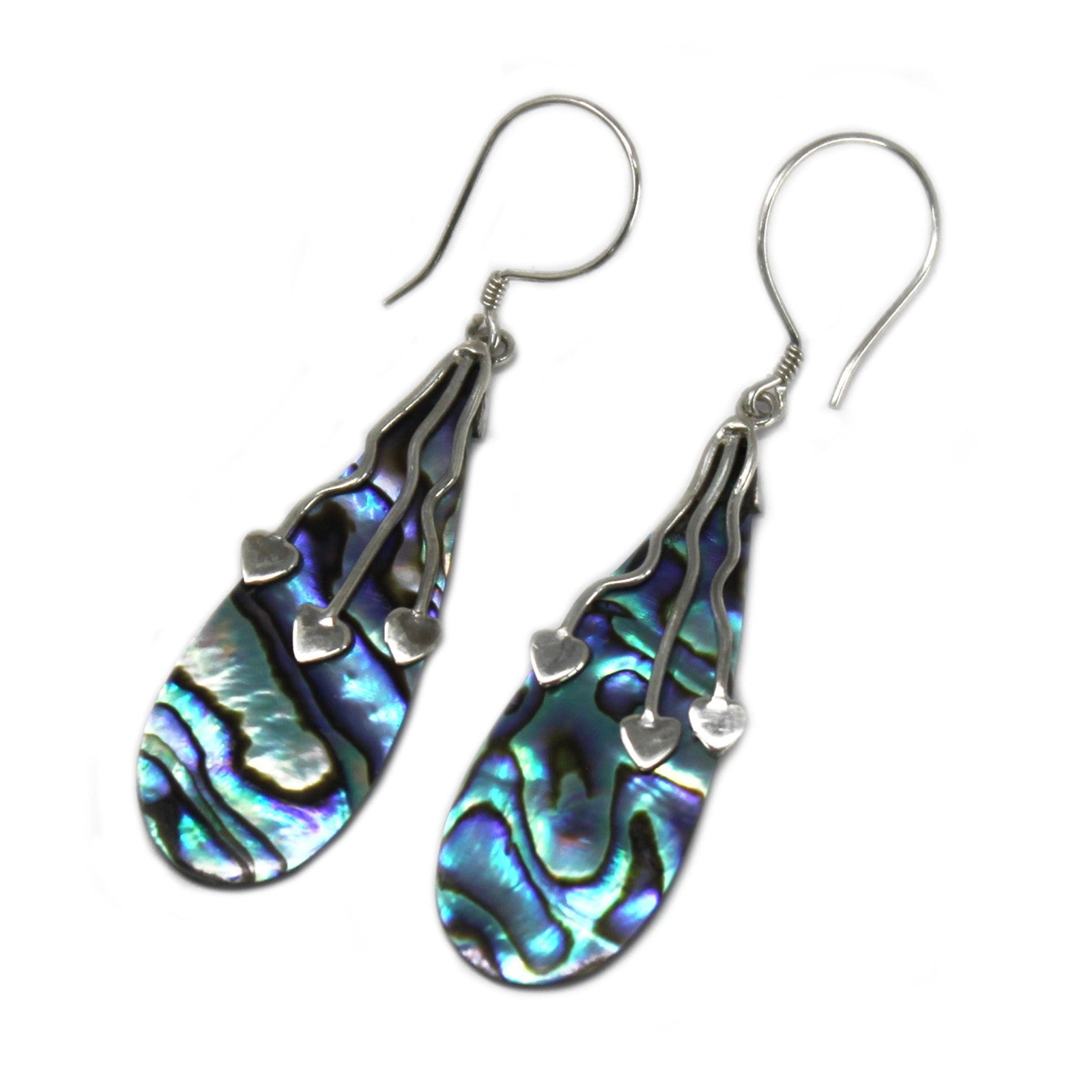 View Shell Silver Earrings Three Hearts Abalone information