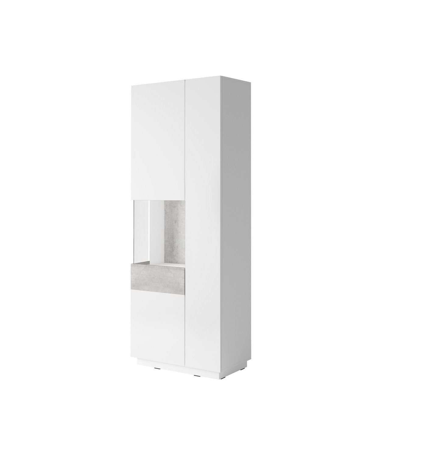 View Silke 12 Tall Display Cabinet Left 80cm White Gloss Concrete Grey information