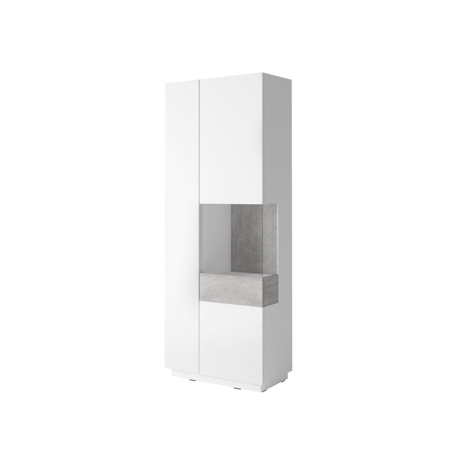 View Silke 13 Tall Display Cabinet Right 80cm White Gloss Concrete Grey information