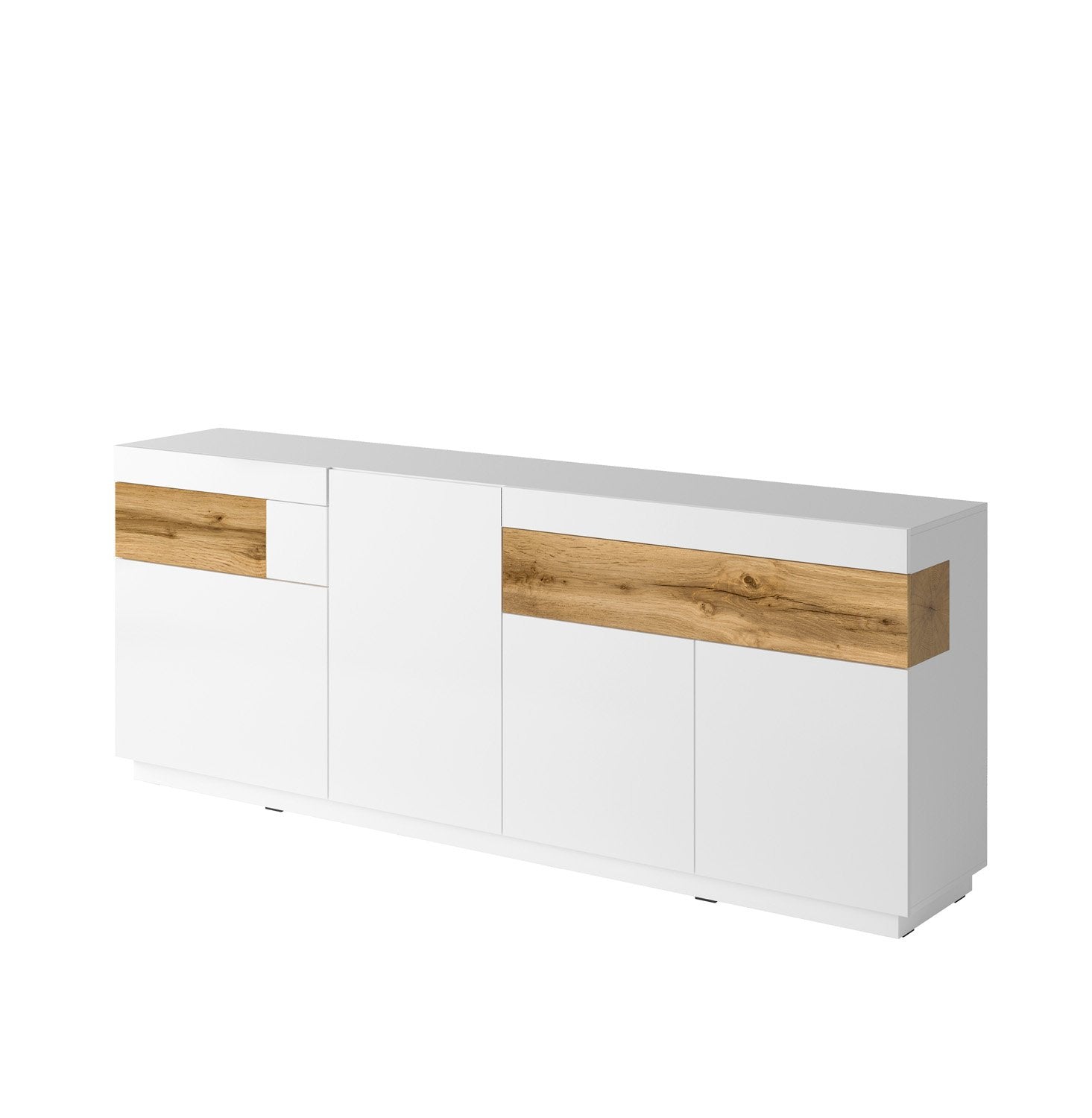 View Silke 25 Sideboard Cabinet 219cm White Gloss Wotan Oak information