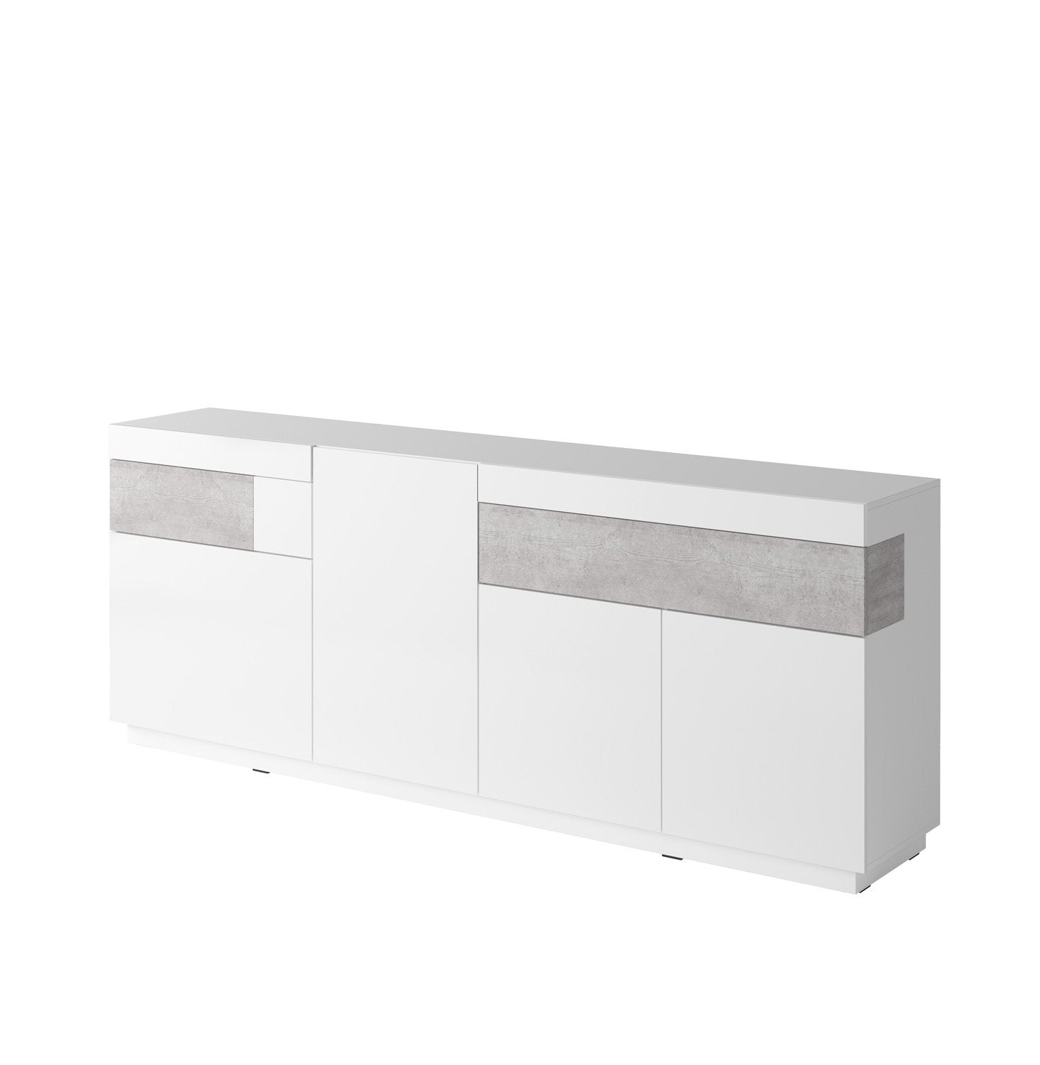 View Silke 25 Sideboard Cabinet 219cm White Gloss Concrete Grey information