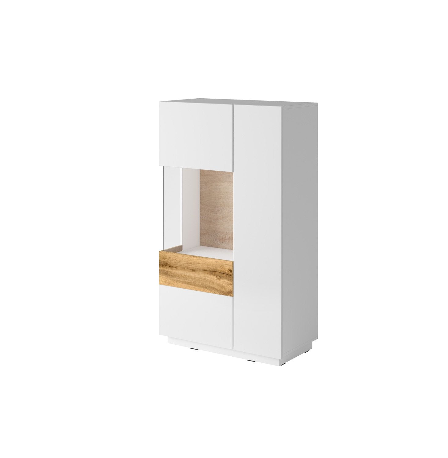 View Silke 42 Display Cabinet Left 80cm White Gloss Wotan Oak information