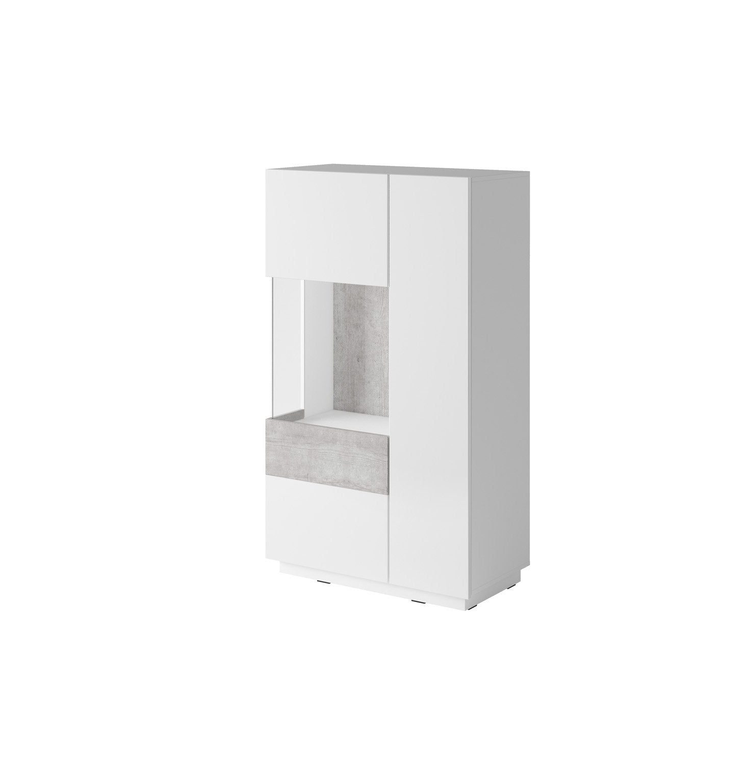 View Silke 42 Display Cabinet Left 80cm White Gloss Concrete Grey information