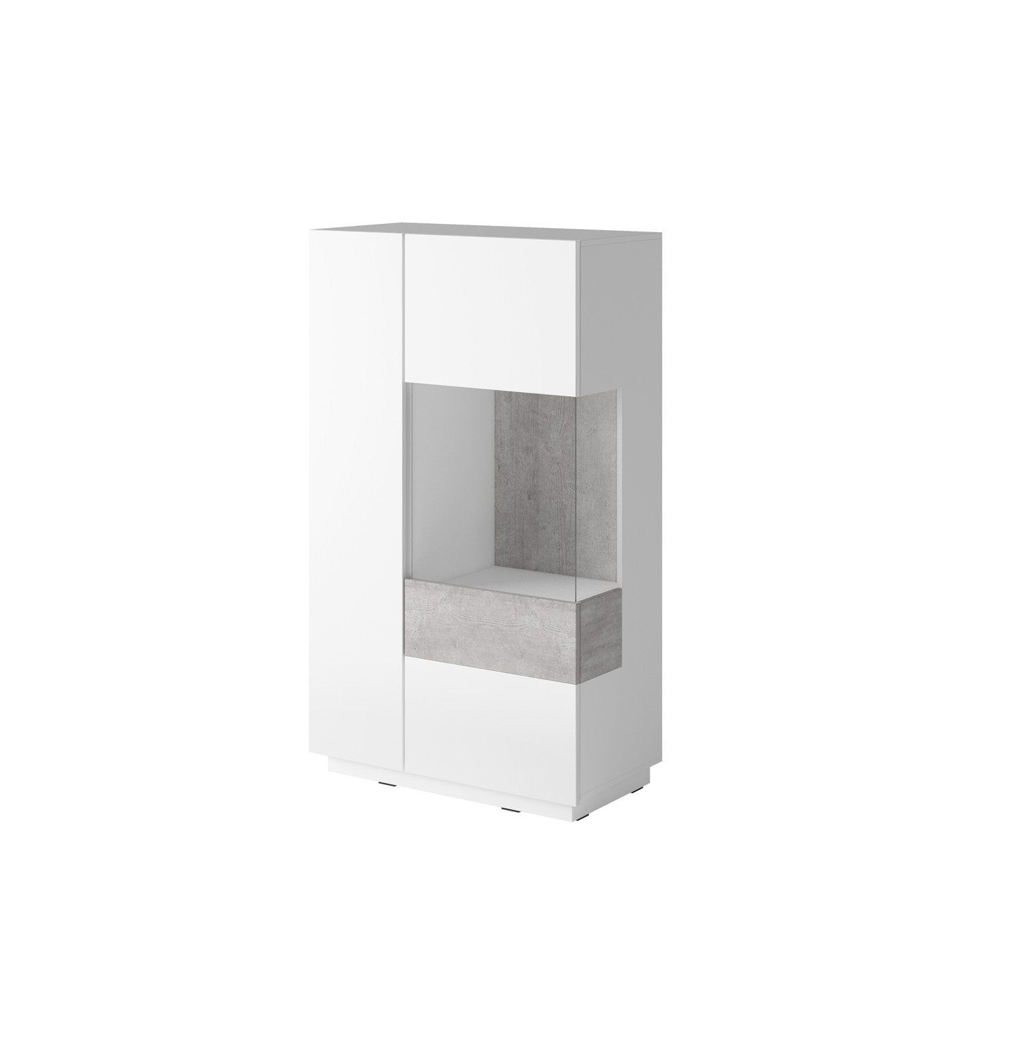 View Silke 44 Display Cabinet Right 80cm White Gloss Concrete Grey information