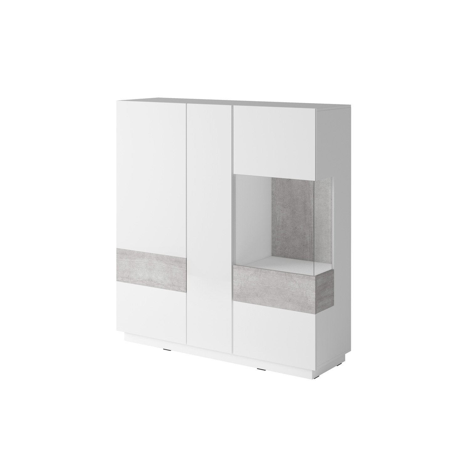View Silke 46 Large Display Cabinet Right 130cm White Gloss Concrete Grey information