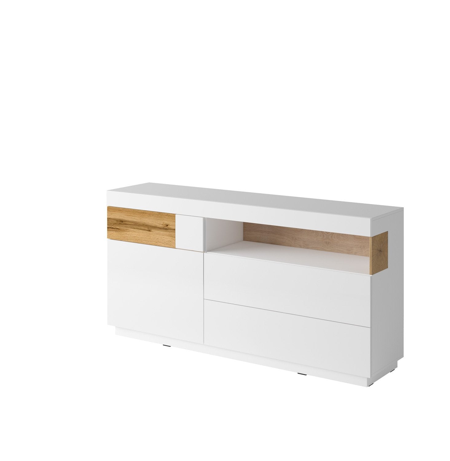 View Silke 47 Sideboard Cabinet 150cm White Gloss Wotan Oak information