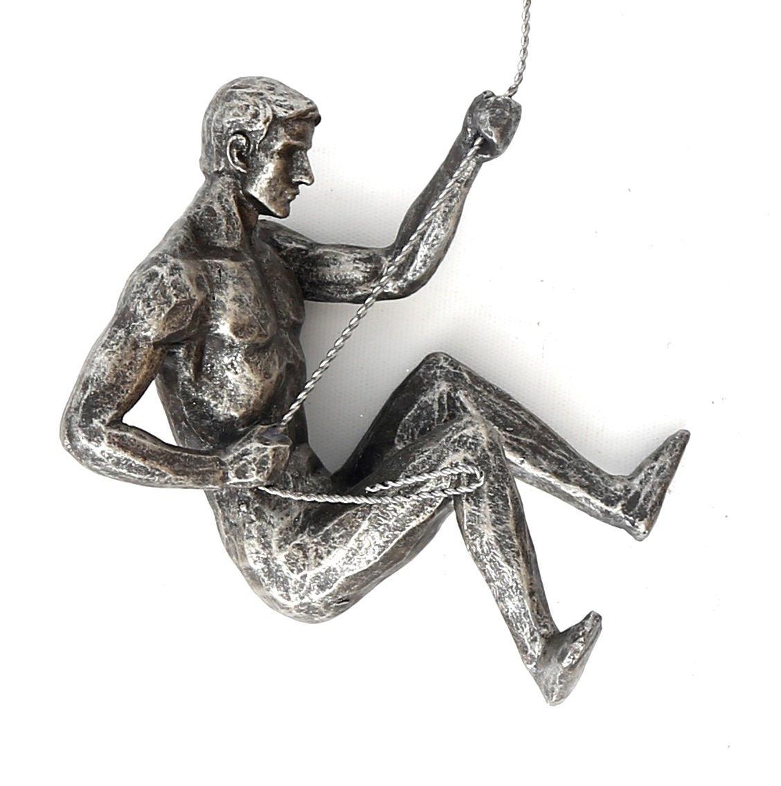 View Silver Abseiling Man Looking Down 73cm information