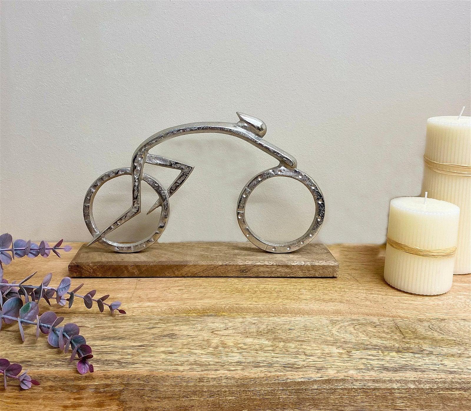 View Silver Cyclist on a Wooden Base information