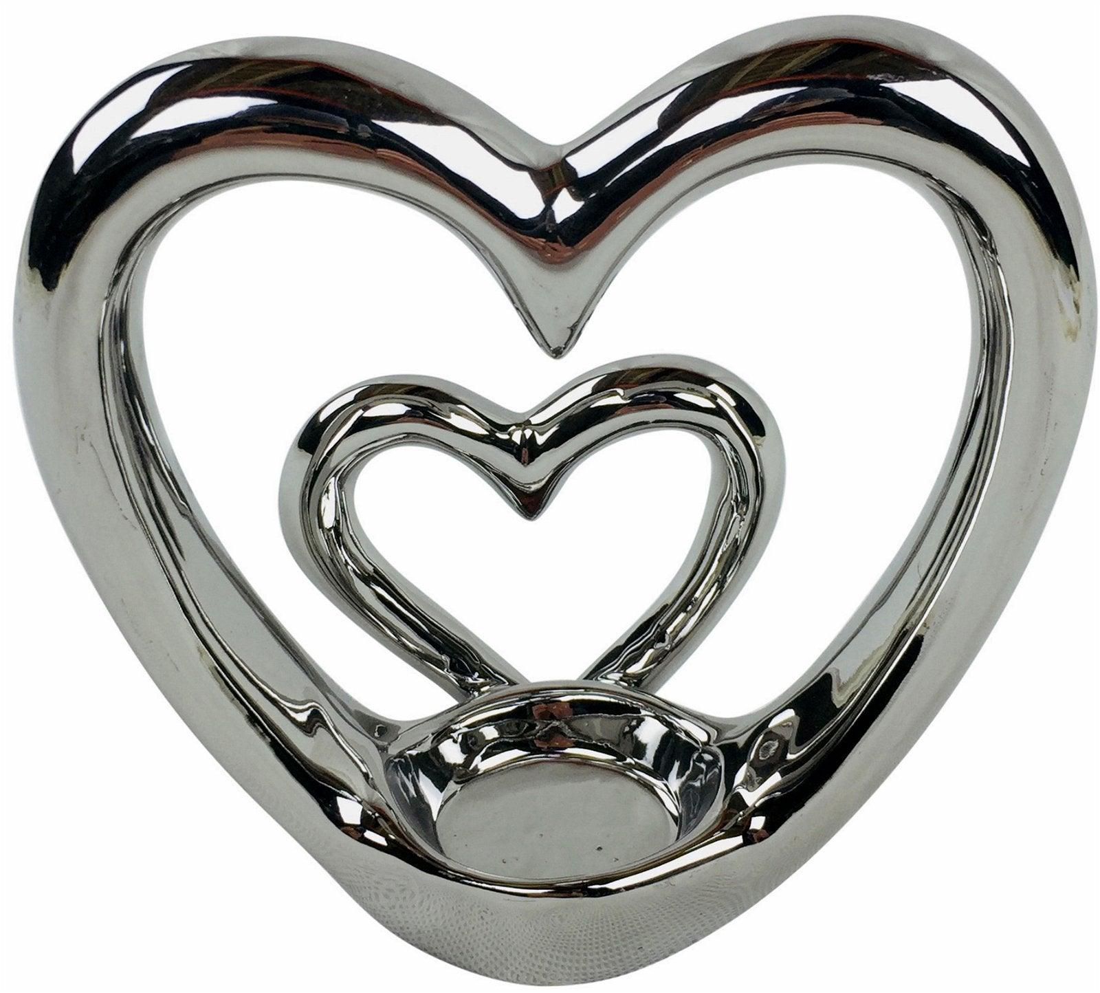 View Silver Double Heart Tealight Holder information