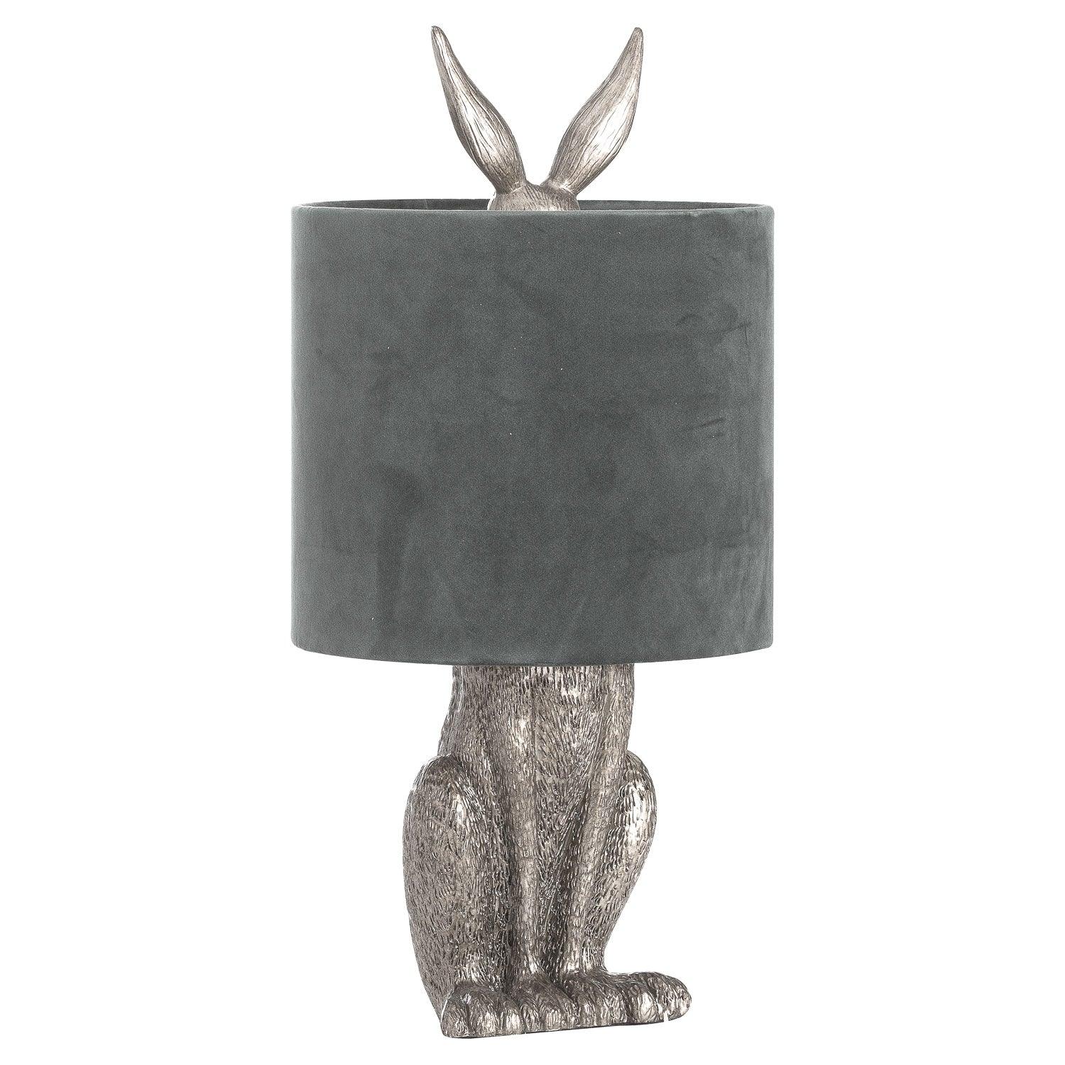 View Silver Hare Table Lamp With Grey Velvet Shade information