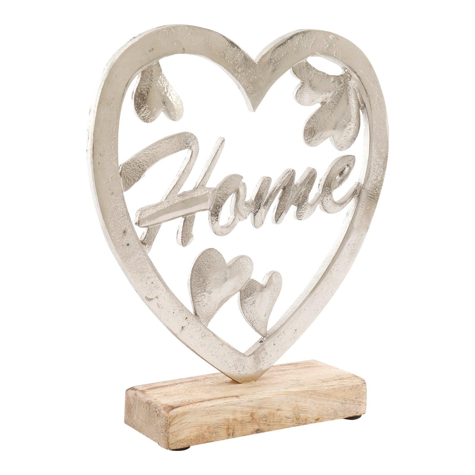 View Silver Heart on Wooden Base 17cm information