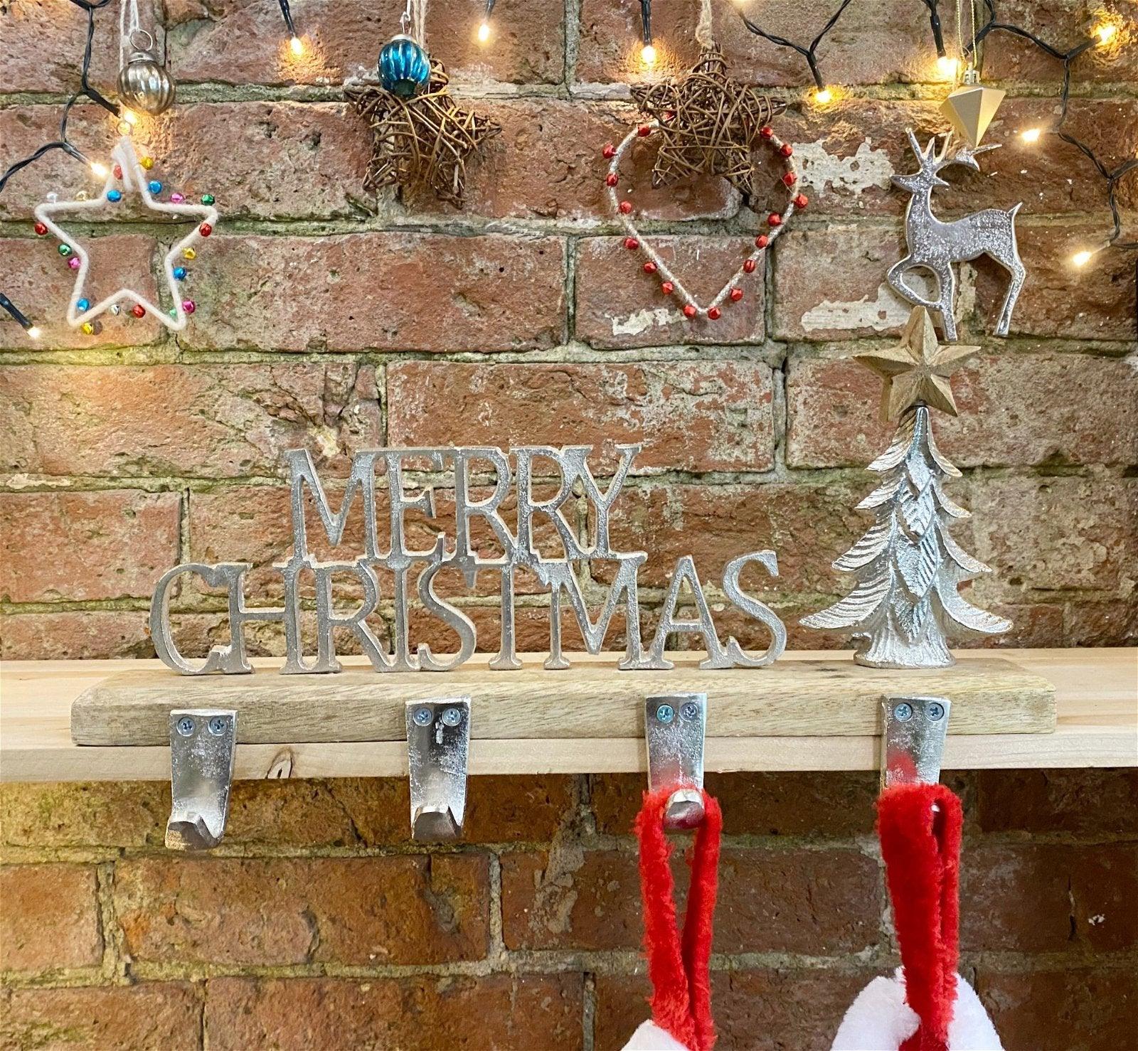 View Silver Metal 4 Hook Christmas Stocking Hanger Tree information