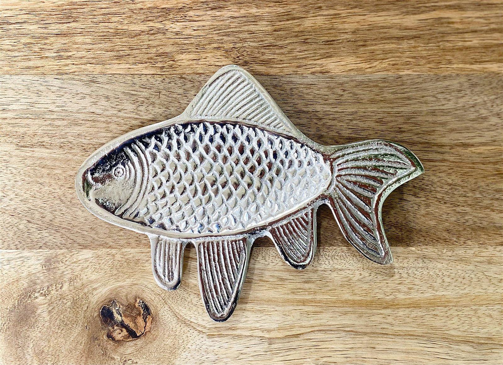 View Silver Metal Fish Shape Tray 19cm information