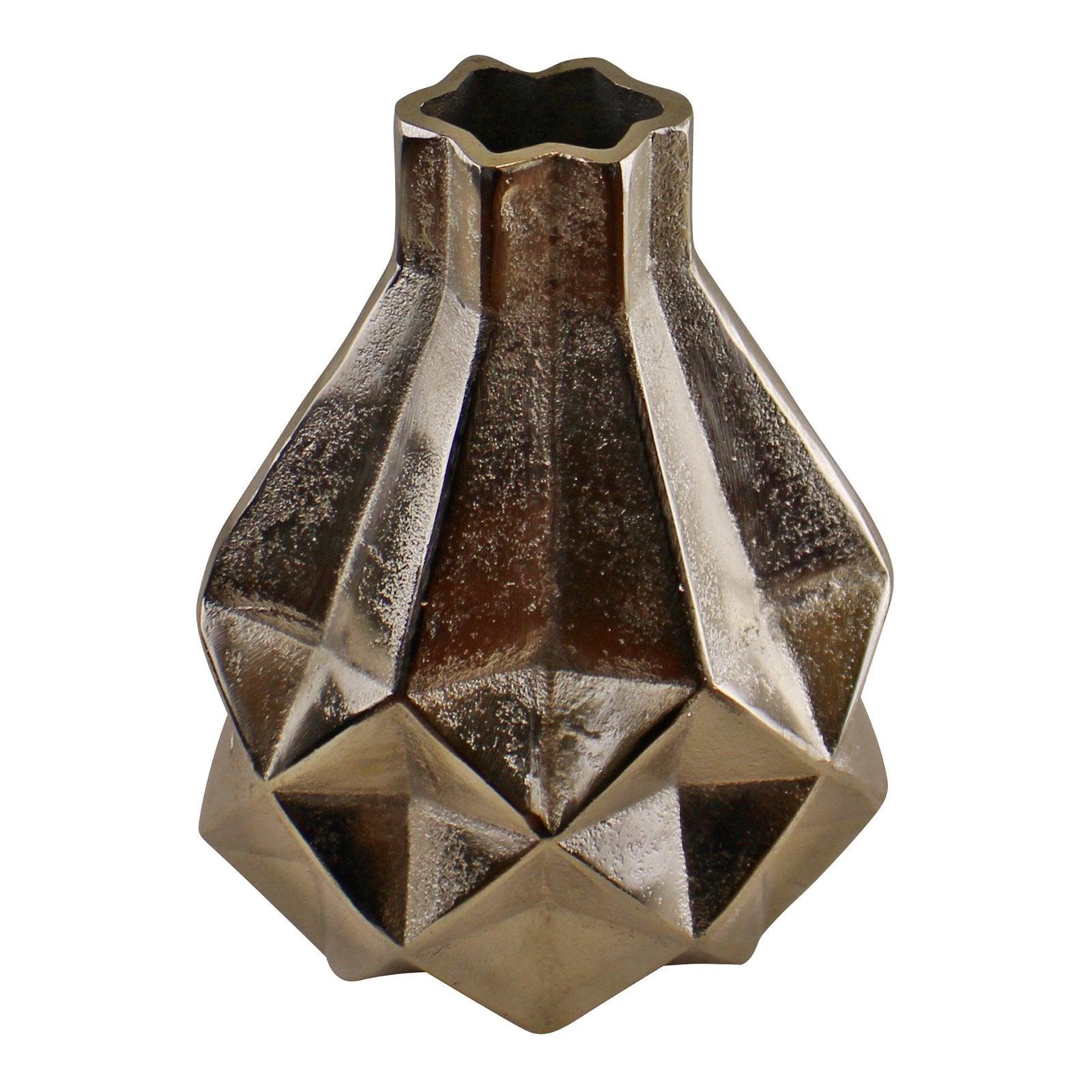 View Silver Metal Geometric Design Vase 31cm information