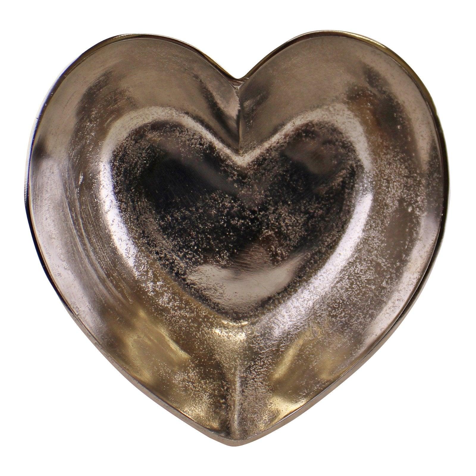 View Silver Metal Heart Shaped Decorative Bowl information