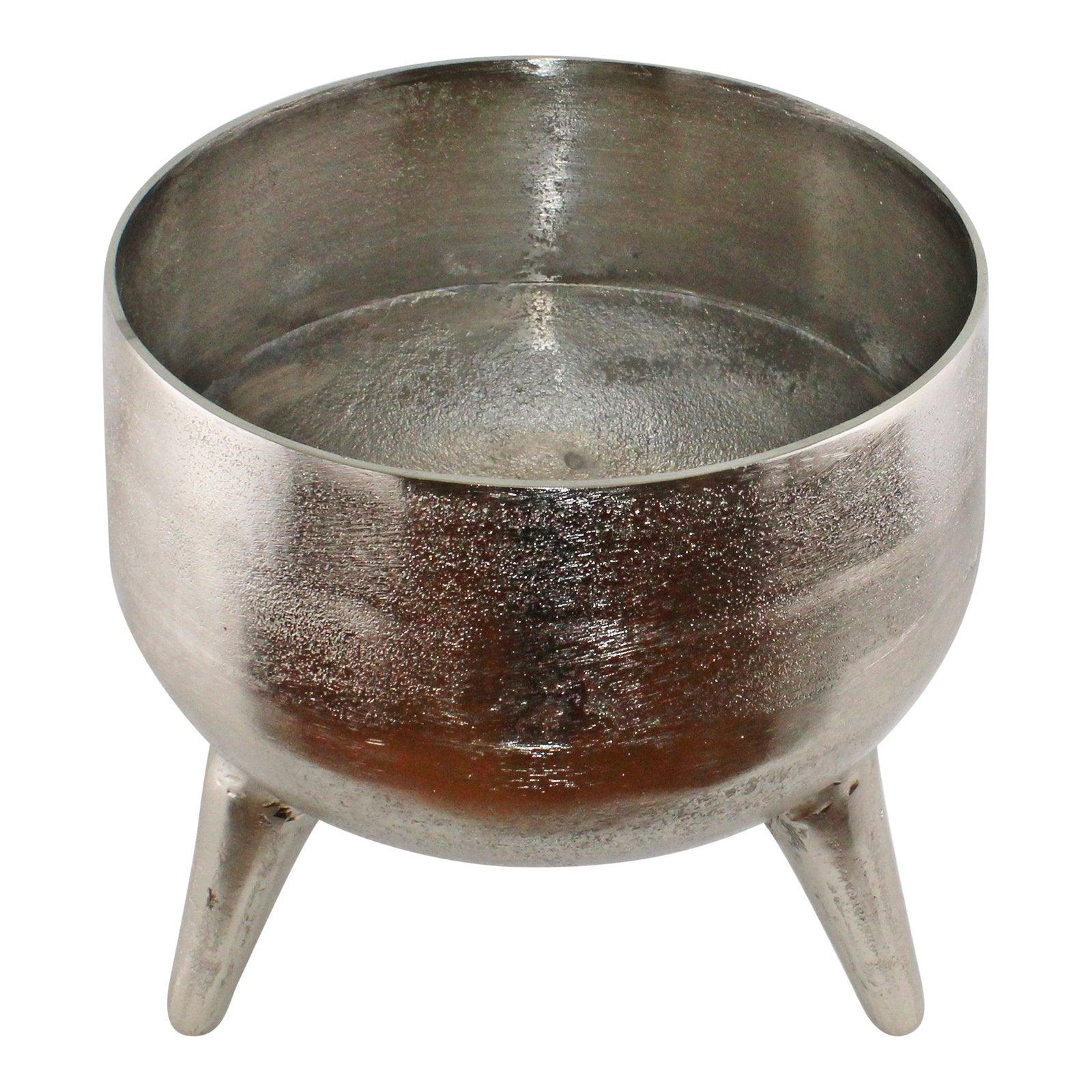 View Silver Metal PlanterBowl With Feet 27cm information
