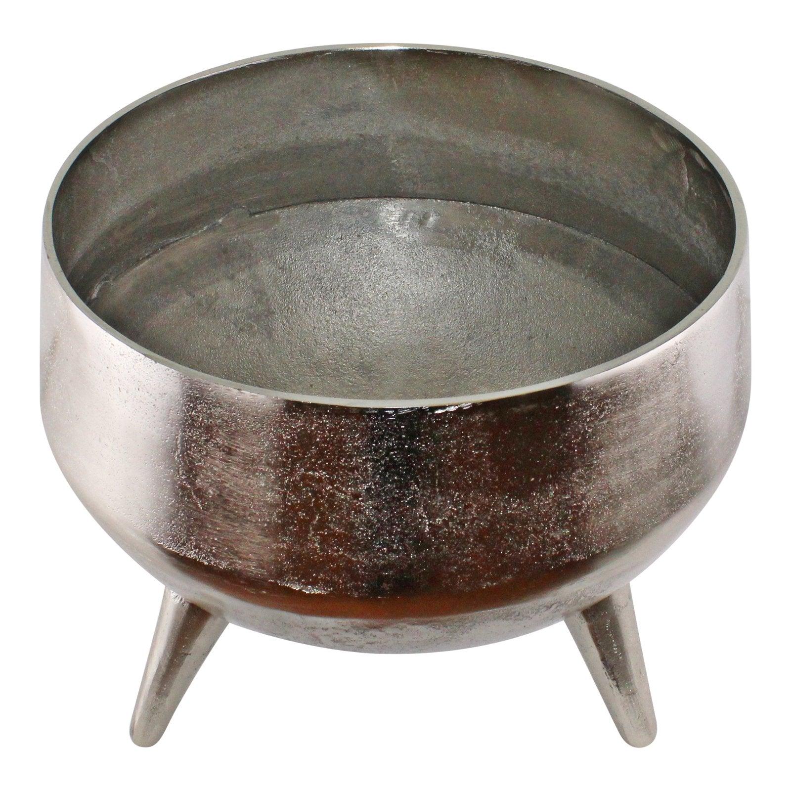 View Silver Metal PlanterBowl With Feet 35cm information
