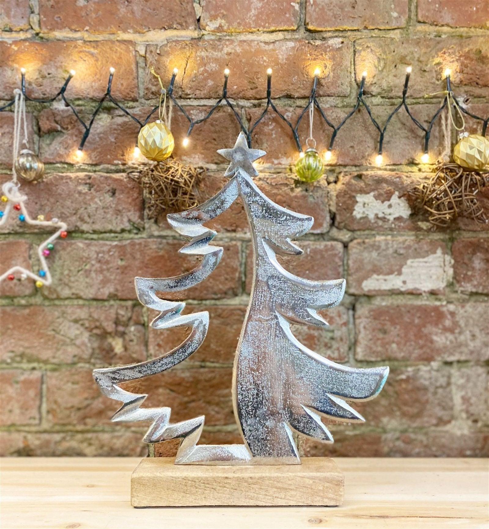View Silver Metal Tree On Wood Base information