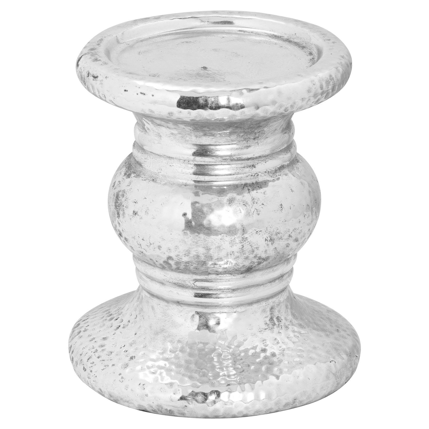 View Silver Punch Faced Ceramic Candle Holder information
