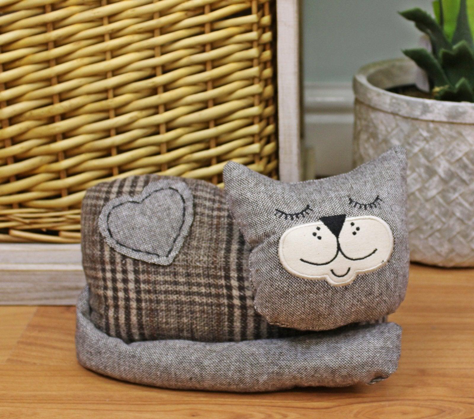 View Sleeping Cat Fabric Doorstop Brown information