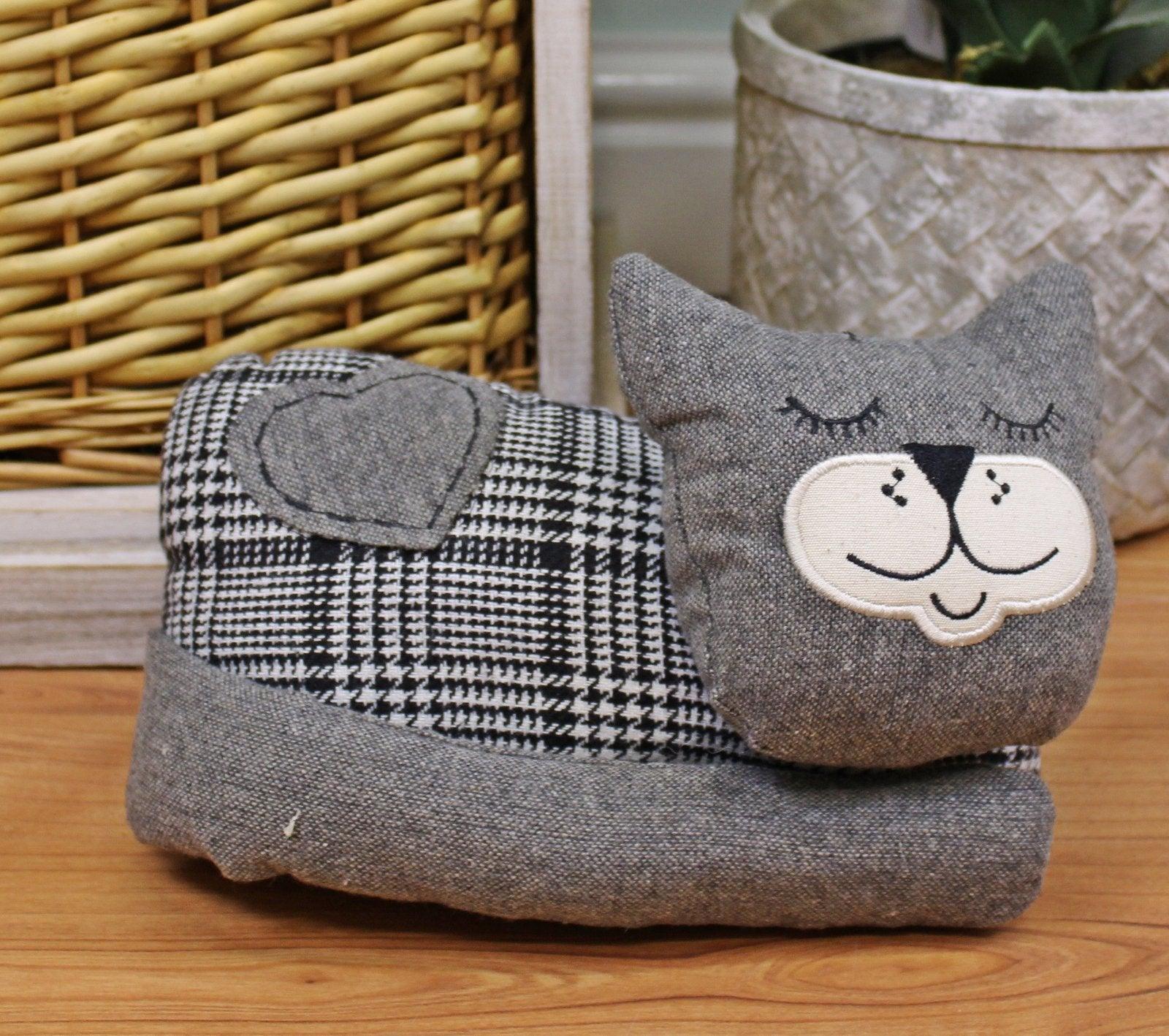 View Sleeping Cat Fabric Doorstop Grey information