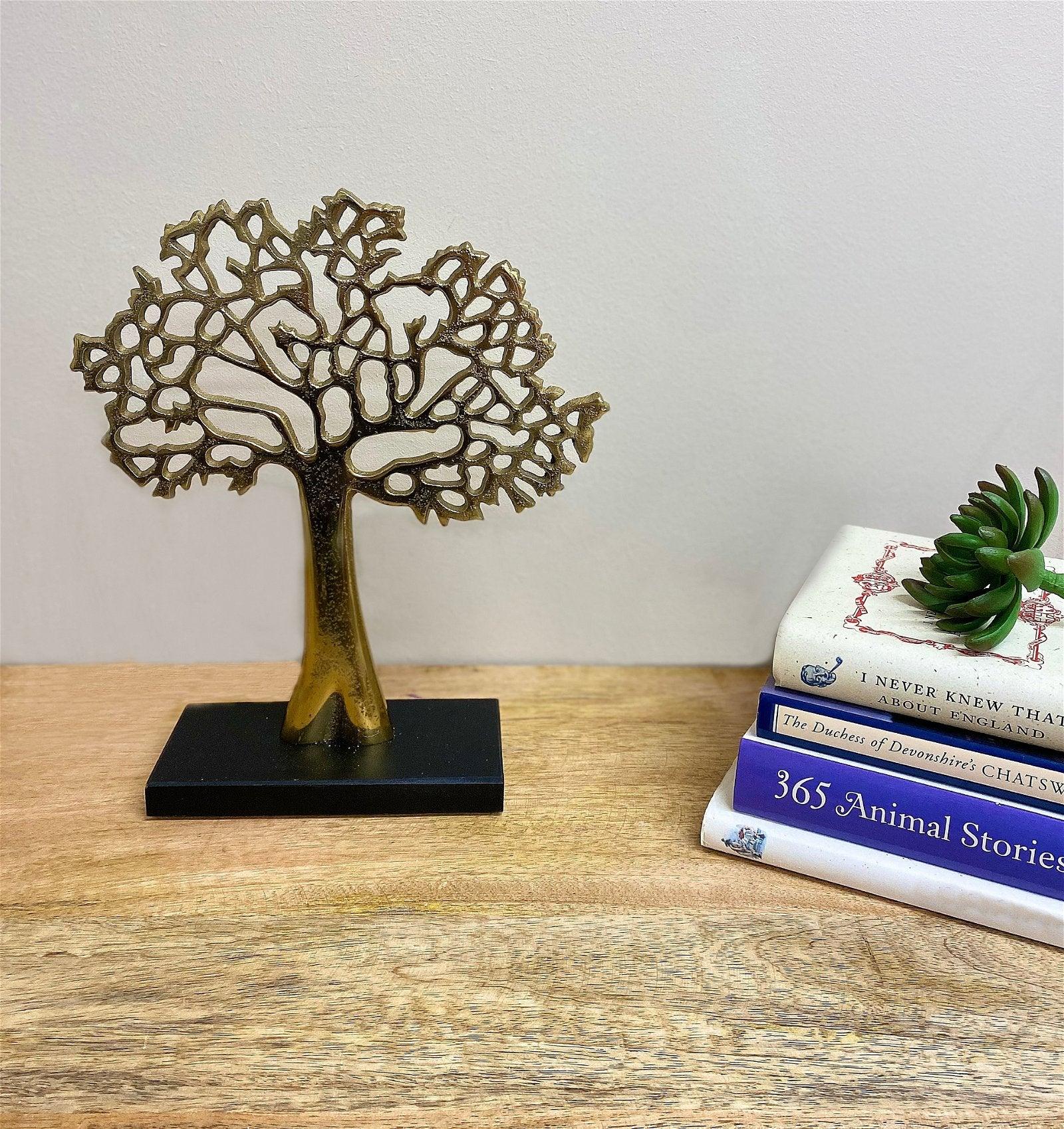 View Small Antique Gold Tree On Black Base information