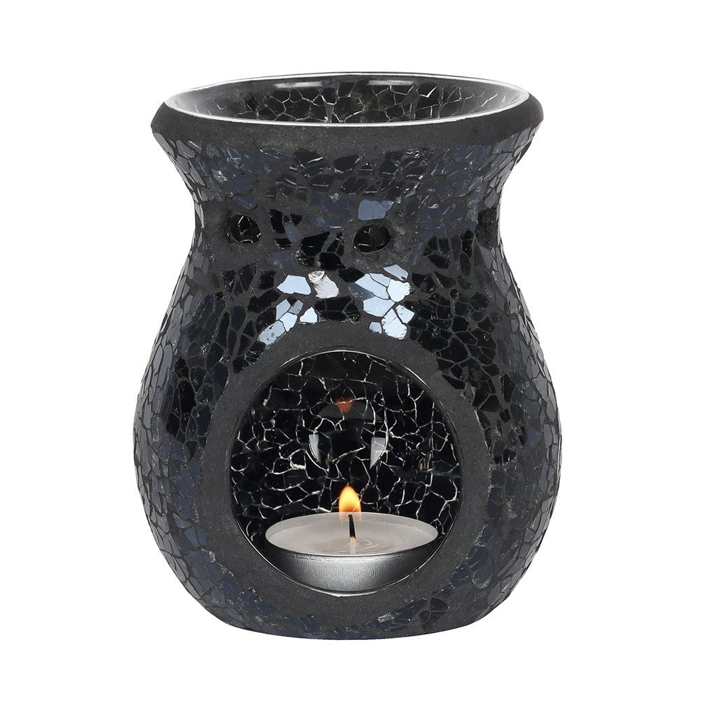 View Small Black Crackle Glass Oil Burner information