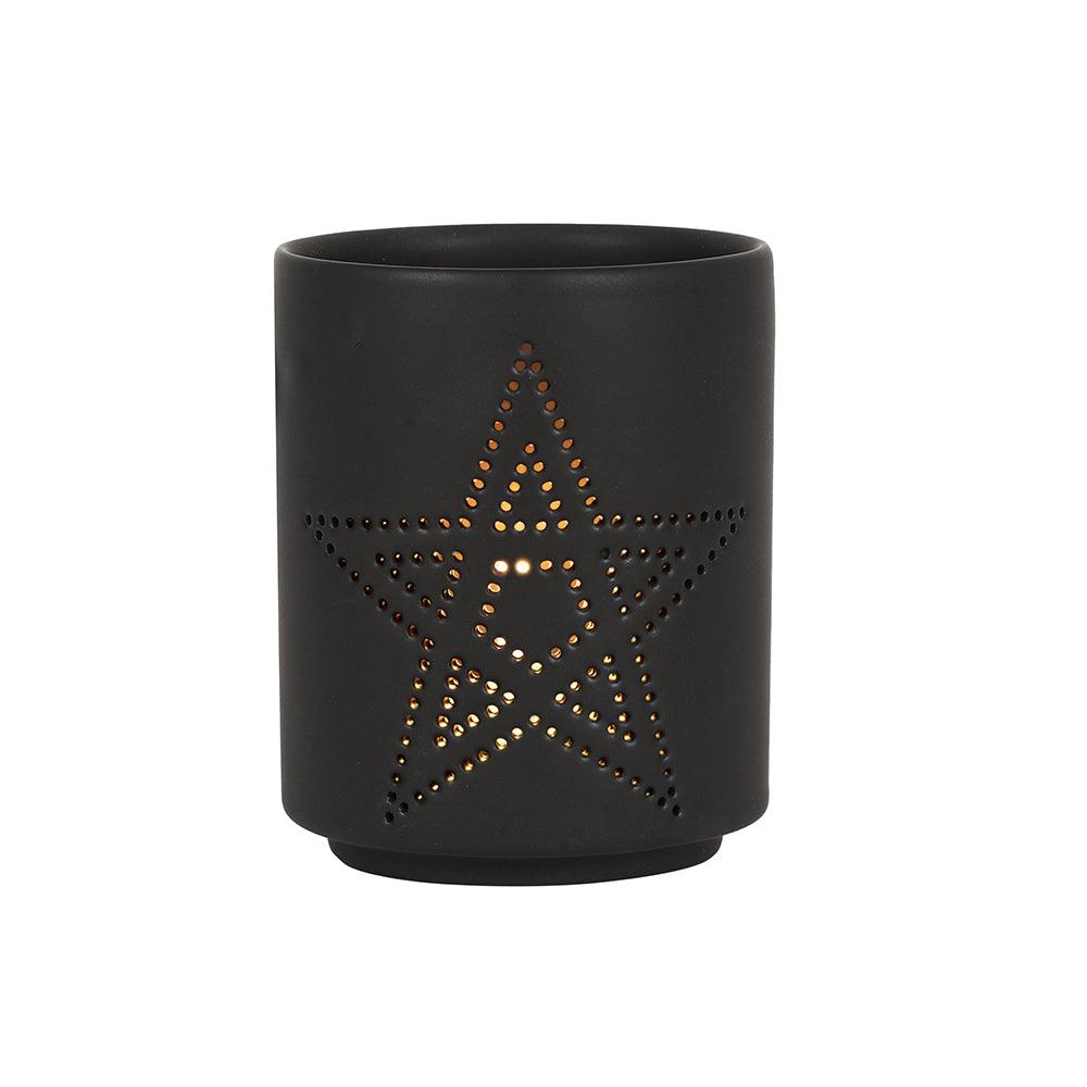 View Small Black Pentagram Cut Out Tealight Holder information