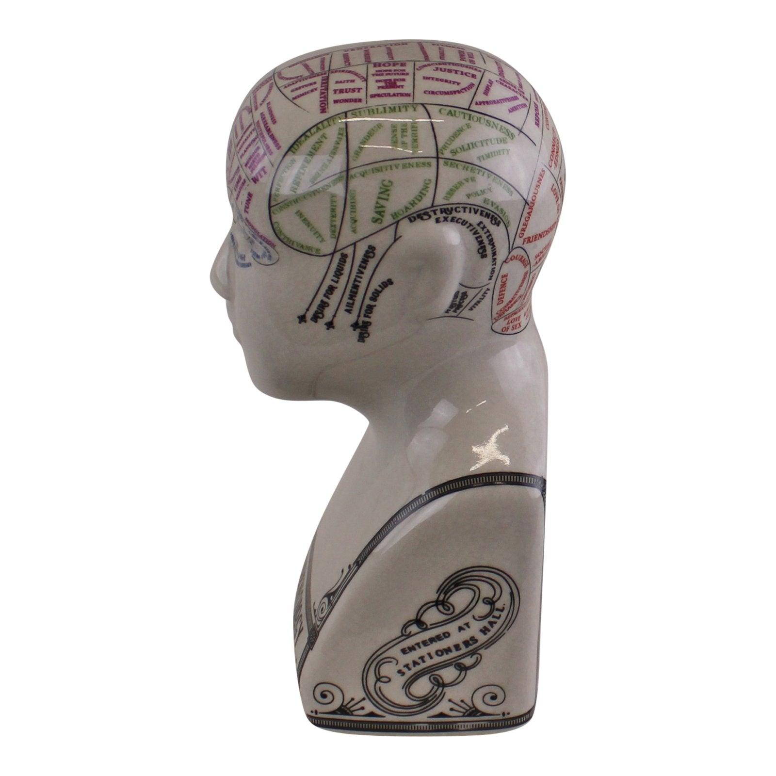 View Small Ceramic Crackle Phrenology Head information