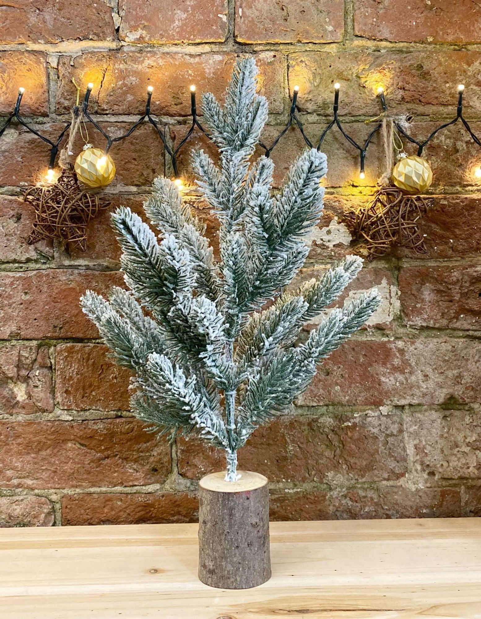 View Small Frosted Christmas Tree In Log 43cm information